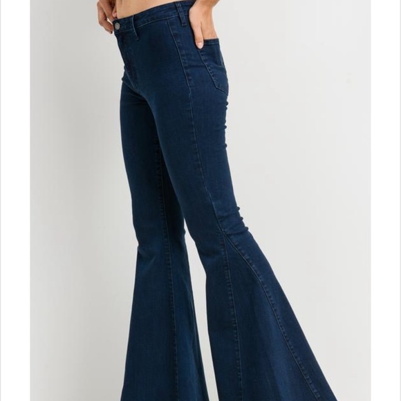 Dark wash Bell Bottom Denim Jeans - Picture 2 of 8